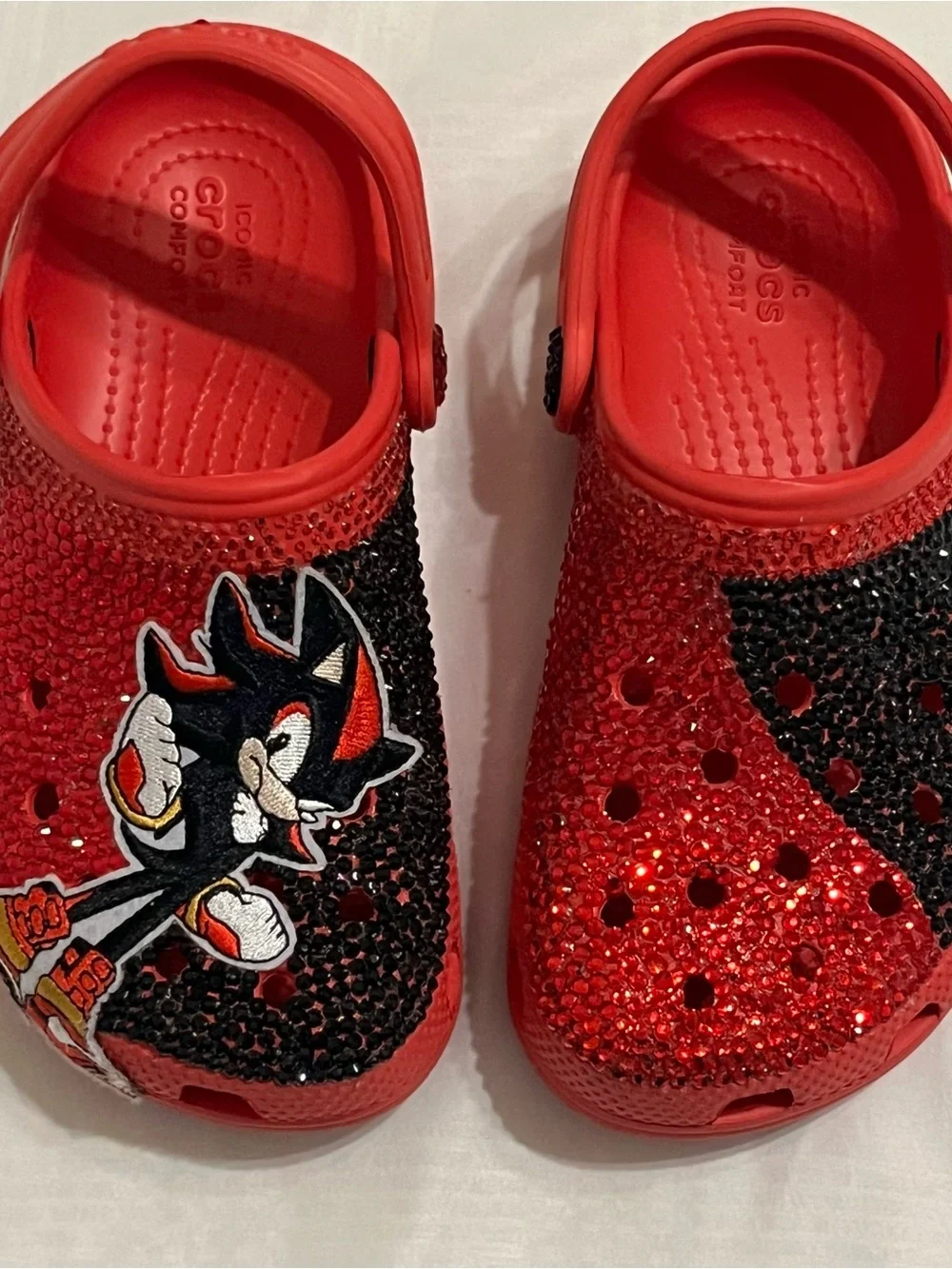 Unisex Custom Shadow - Sonic The Hedgehog Kids Red and Black Crocs